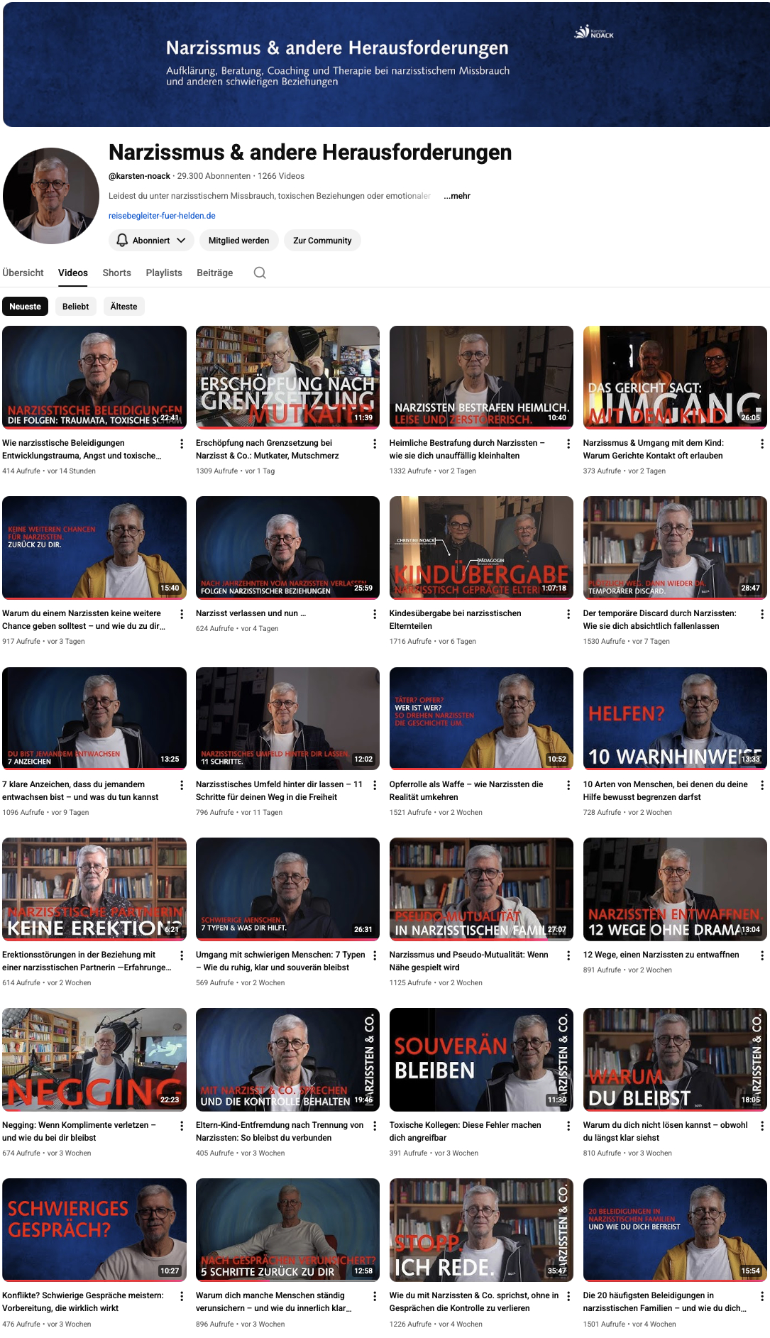 Kanal @karsten-noack auf YouTube (externer Link) Kanal @karsten-noack auf YouTube (externer Link)